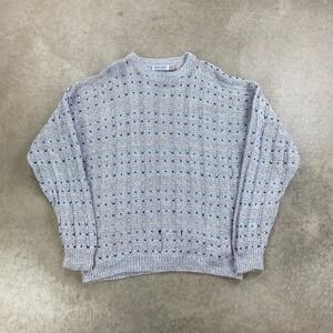 Vintage 90s Great Lakes Recreation Sweater Size Large Gray Polka Dot Pull Over